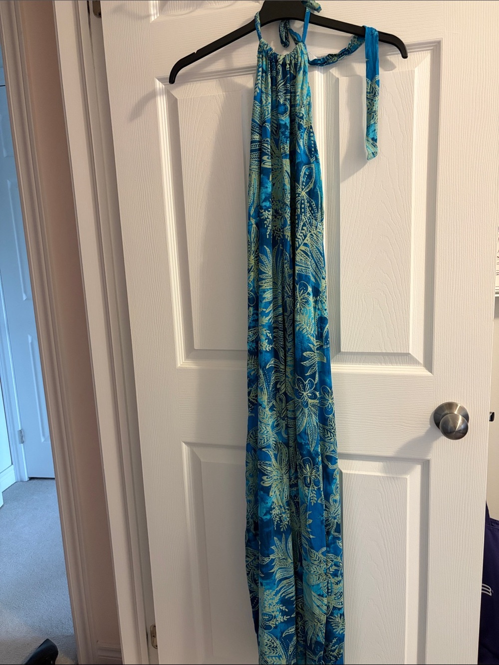 Unbranded Blue Tropical Halter Maxi Dress